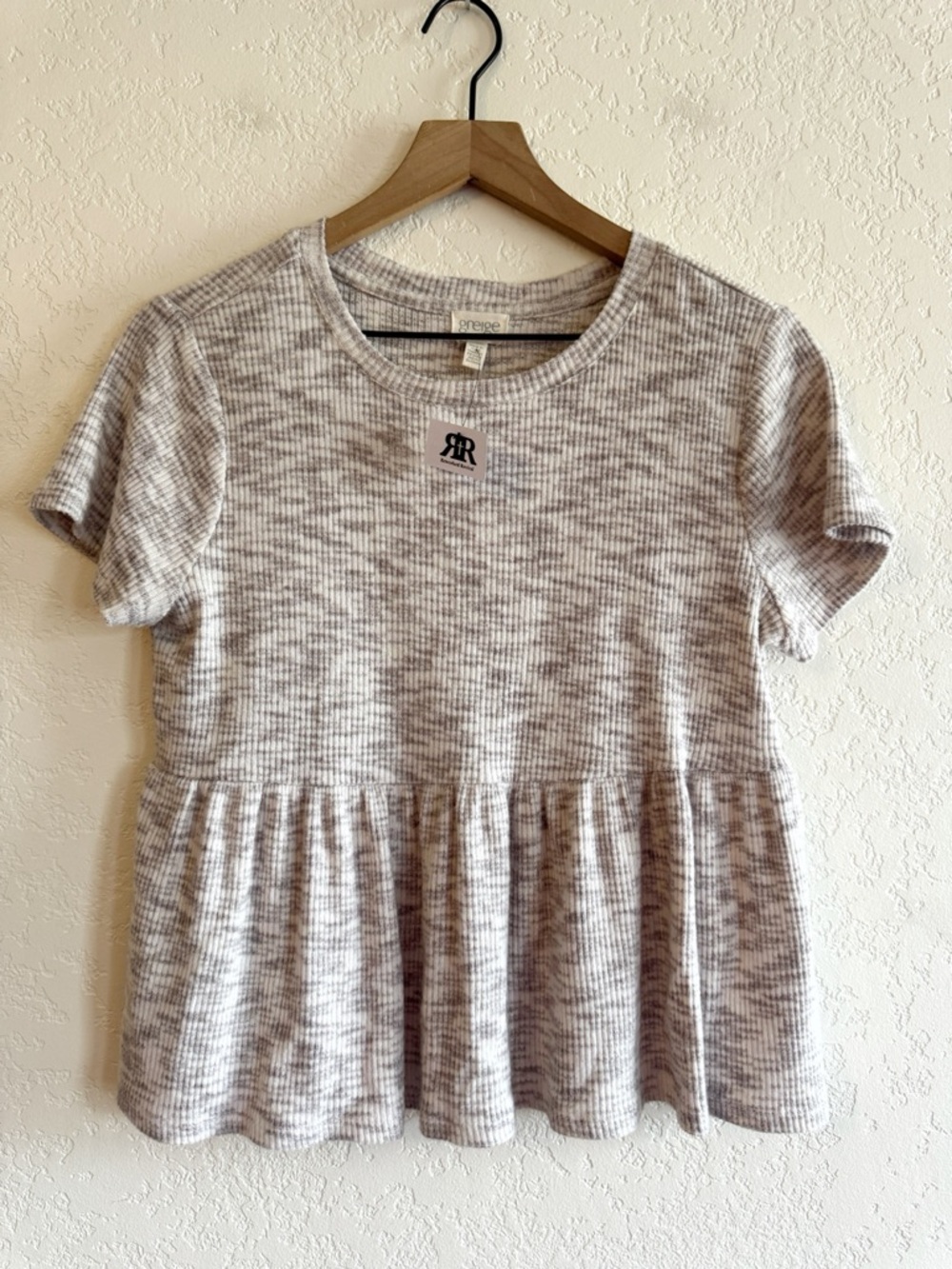 Greige | marled peplum top | M